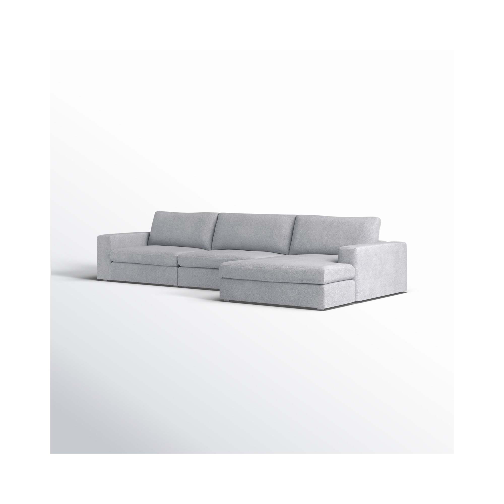 Ojai 3 - Piece Upholstered Sectional, Right Hand Facing, Light Gray Chenille