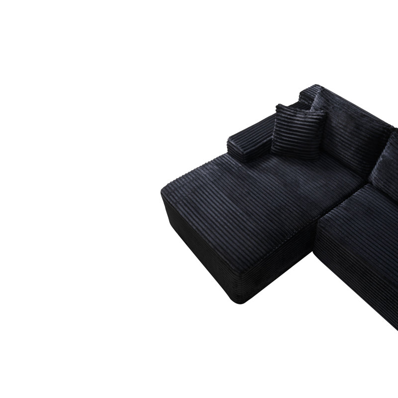 Canapé modulaire 94,5 po Cloud, H 29,5 po x l 94,5 po x P 60,2 po, Left Hand Facing, Black Corduroy