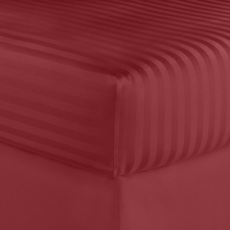 Hotel London Egyptian Cotton Striped Sheet Set, Burgundy, Full Sheet Set with 2 Pillowcases