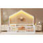 Lit de plancher en bois robuste avec DEL, blanc, pour enfants Montessori