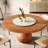 Space-Saving Rotating Circle Dining Table With Lazy Susan Solid Wood Kitchen Table For 6/8/10-530507159