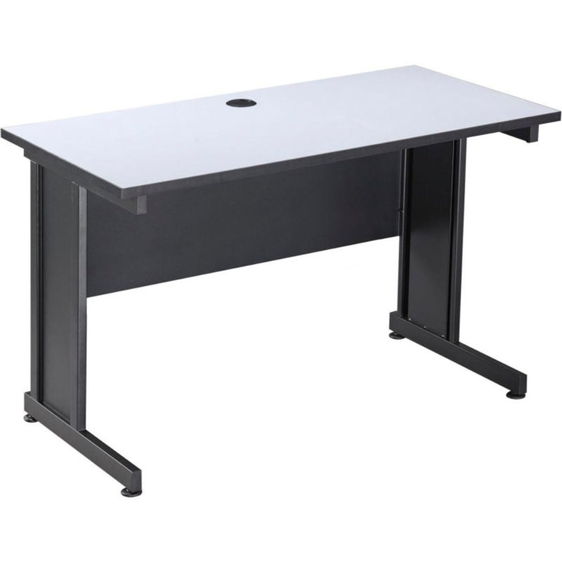 Interion 36" Gray Laminate Desk with Black Steel Frame