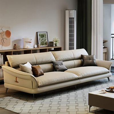Creamy-white Genuine Leather Modular Sofa cushion couch