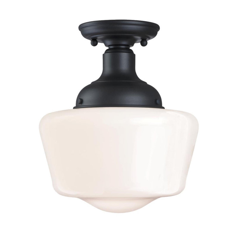 Outdoor Semi Flush Mount, White/Black