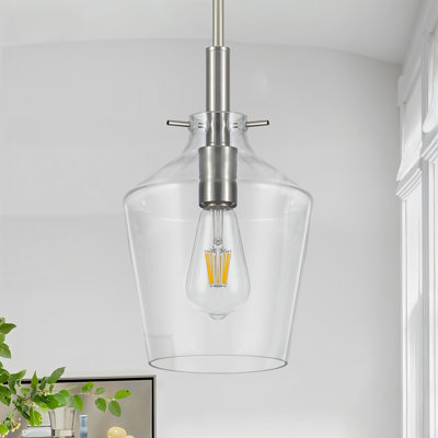 7.87in Pendant Light Bell Clear Glass for Kitchen Island Dining Room