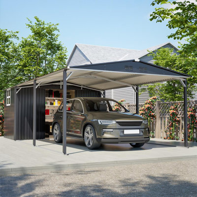 Abri de voiture avec porte coulissante
