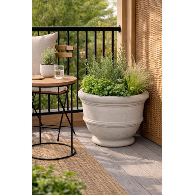 28 in. Banded Planter - Natural Finish - Grey