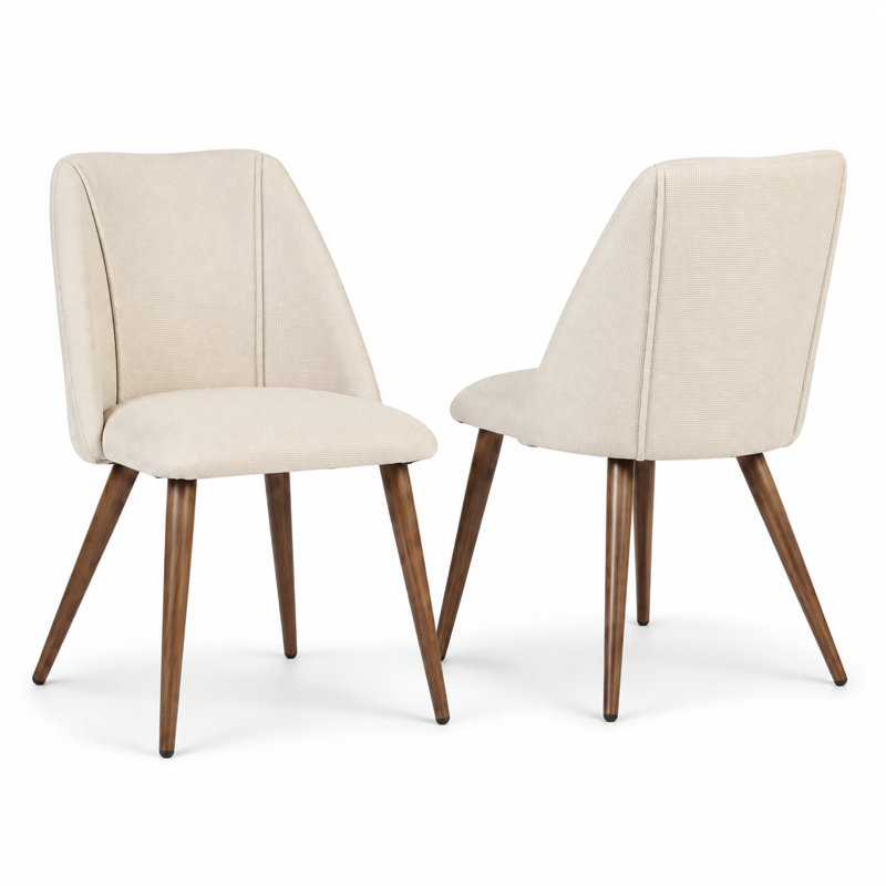 Chaises de salle à manger rembourrées Laqueisha, Beige