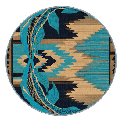 Washable Koi Fish Southwestern Area Rug