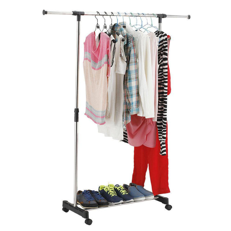 Ibanez Metal Adjustable Rolling Clothing Rack, 63.78" H x 58.66" W x 17" D