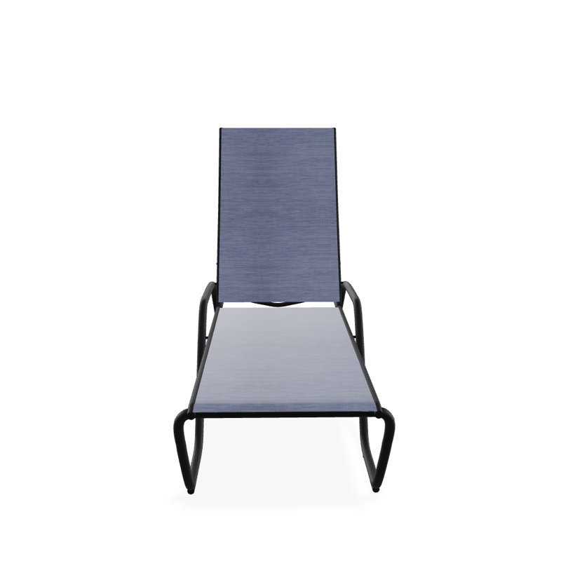 Outdoor Rust-Resistant Metal Chaise Lounge, Textured Black, River
