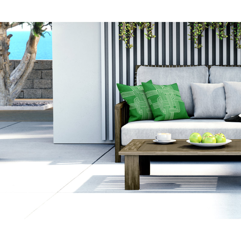 Jeté carré en polyester intérieur / extérieur, L 17 po x H 17 po, Vert