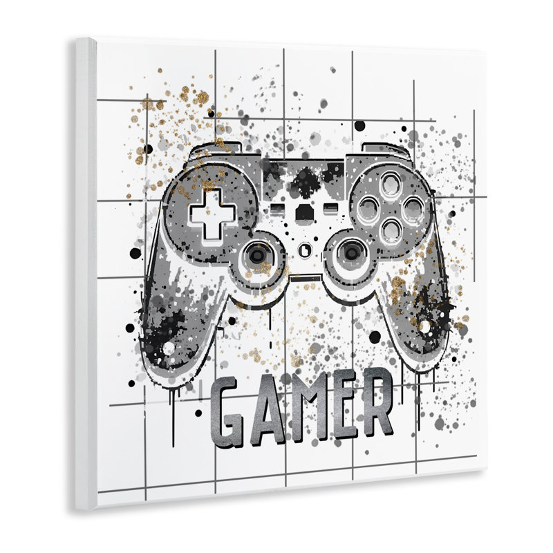 Plaque murale Gamer with Pixel Splatter, design par Kim Allen