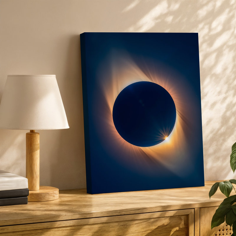 Toile, scène d'éclipse solaire à couper le souffle avec un art dramatique circulaire sombre, silhouette de la lune