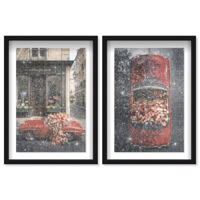 Ensemble de 2 boîtes à ombres « Transport » avec effet poussière de diamant, par Oliver Gal, pour la Saint-Valentin.