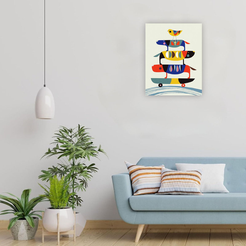Art mural sur toile de qualité supérieure, 24 x 18 po, rouge et bleu