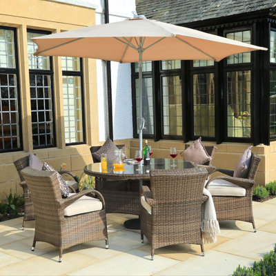 Azra 6 - Person Wicker Patio Dining Set with Rectangular Table