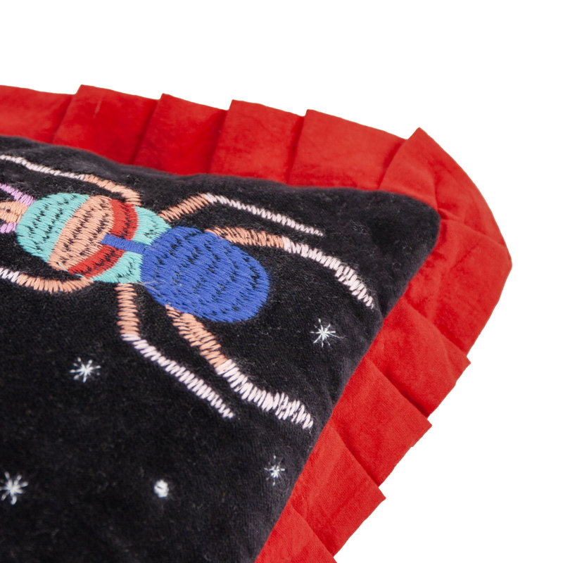 Darkling Beetles Abstract Cushion, 30cm H x 50cm W, Black/Red, Rectangular