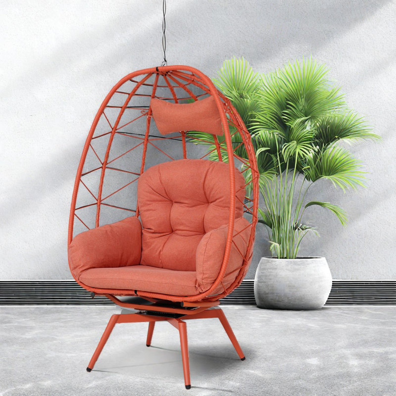 Chaises longues pivotantes de patio, chaise d'œuf en acier de rotin de Pe pour la maison de patio