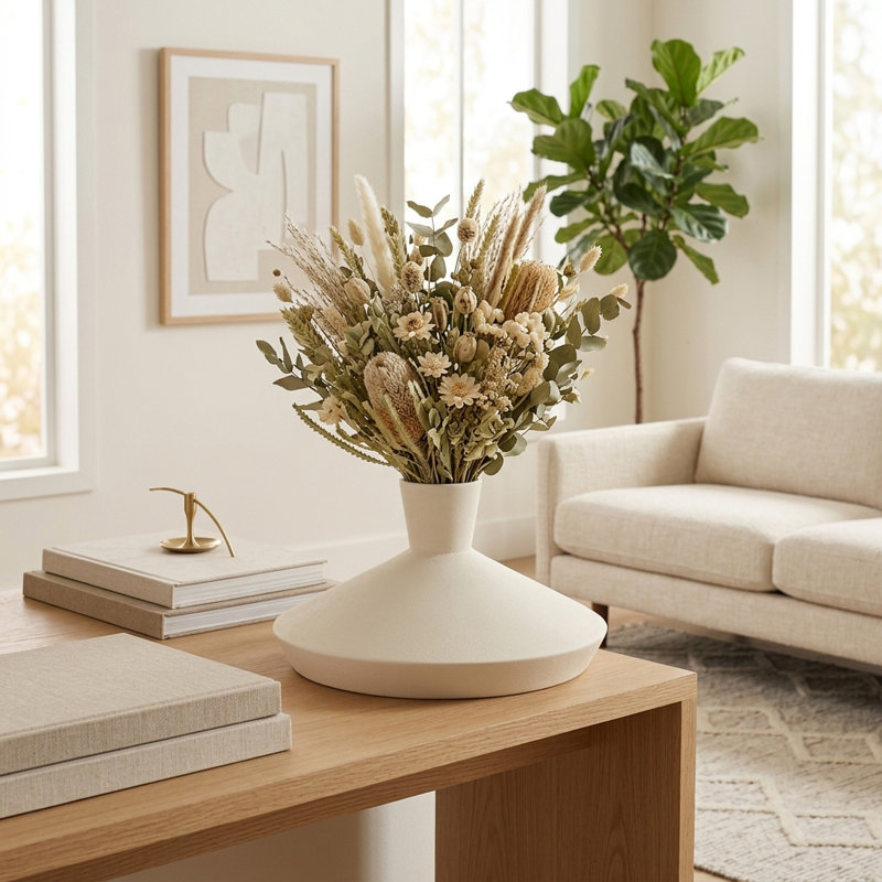 Vase décoratif en céramique avec motif floral texturé - Accent moderne pour la décoration intérieure