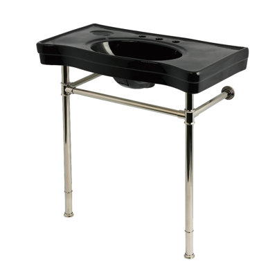 Kingston Brass Imperial 36-Inch Ceramic Console Sink with Stainless Steel Legs (8-Inch, 3-Hole)