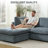 Oversized Down-Filled Modular Sofa With Ottomans-427721371-427721364