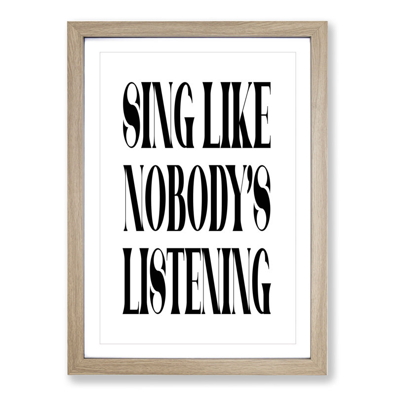 Sing - Single Picture Frame Print on Wood, 90cm H x 65cm W x 2cm D, Oak Framed