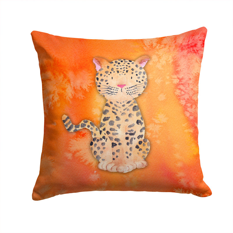 Coussin décoratif intérieur/extérieur en aquarelle leopard, 14 po x 14 po
