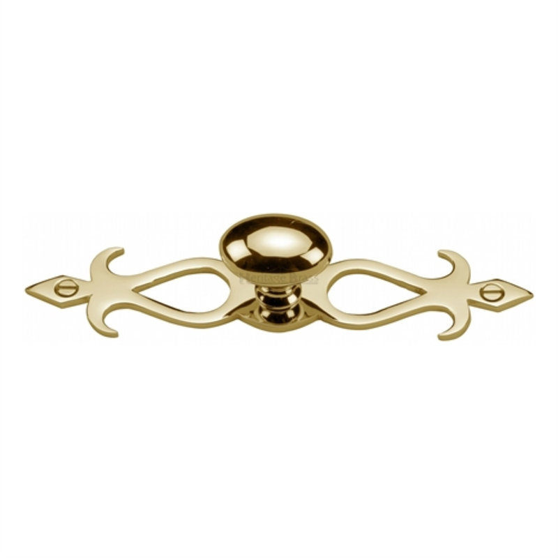 Heritage Brass Heritage Cabinet Knob Oval/Backplate Design 32mm, Polished Brass