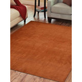 Kenshawn HAND KNOTTED LOOM WOOL ECO-FRIENDLY AREA RUGS - Orange Color | Solid Design