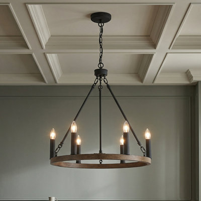 6-Lights Waggon Wheel Chandelier Ceiling Lights