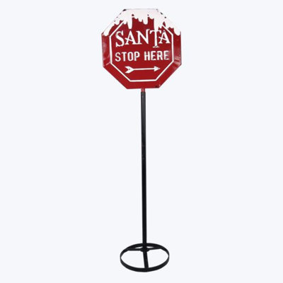 Metal Santa Stop Here Sign-2 Pcs