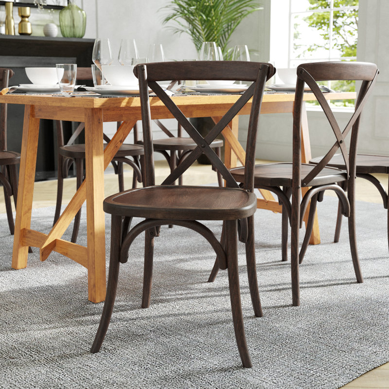 Arquit Stackable Cross-Back Wooden Bistro Chair, Mahogany, 2