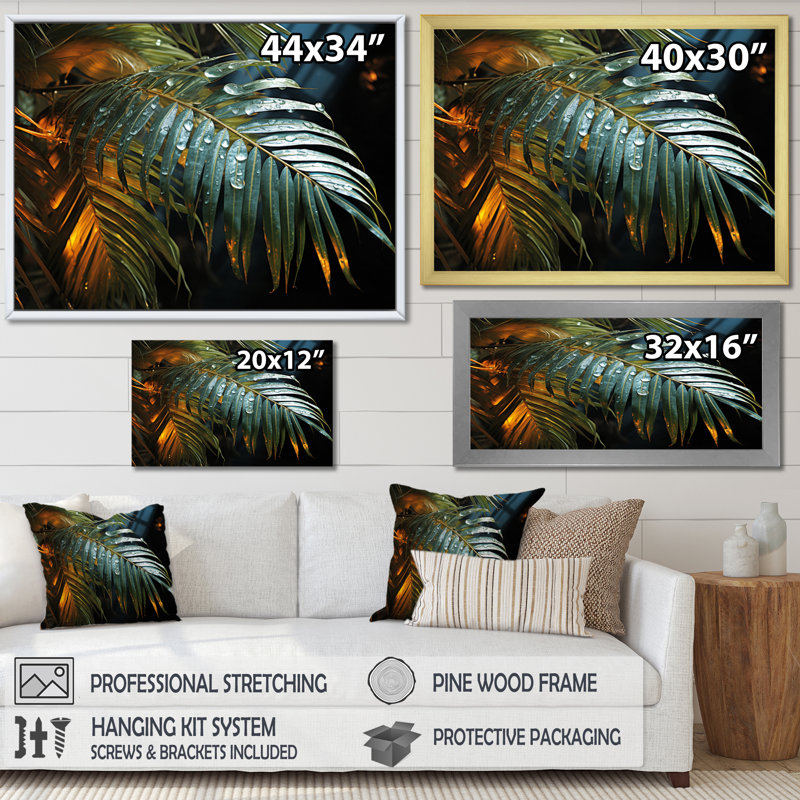 «Corto Beach Tropical Paradise I», reproduction sur toile, Cadre flottant blanc, H 34 po x l 44 po x P 1,5 po