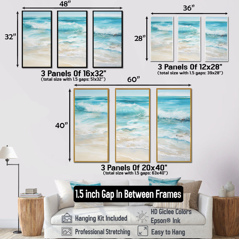 «Ocean Charm», impression d'art mural, Cadre naturel flottant, H 32 po x l 48 po x P 1 po