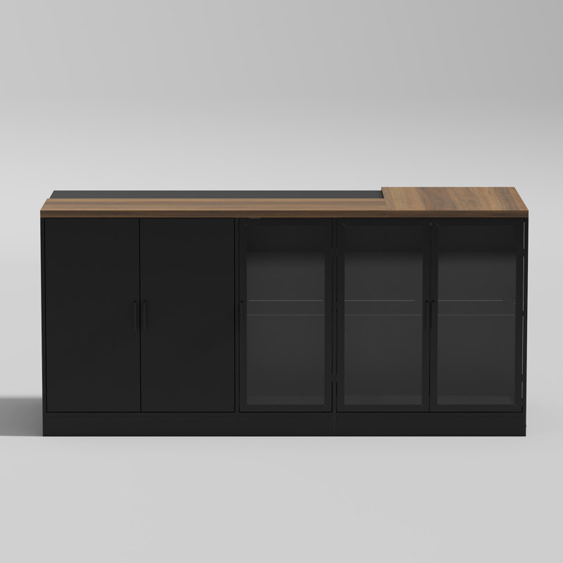 Modern Reception Counter Desk With Tempered Glass Display, Led Light, Spacious Storage, And Metal Slide Rails Modern Entryway Cabinet With Spacious Drawers - Sleek White Design