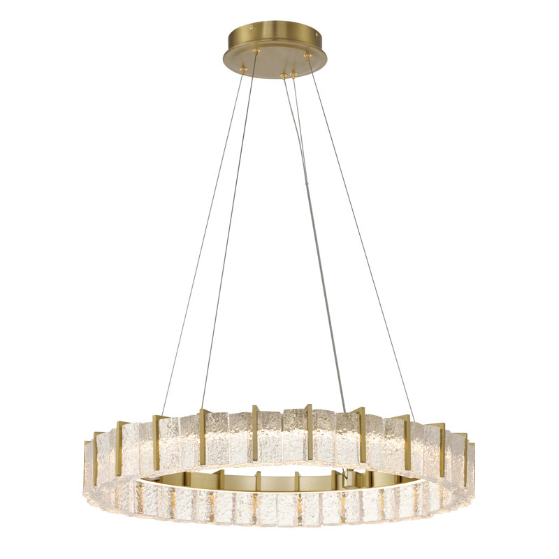 Everly Quinn Reedsport - LED Ring Pendant In Soft Brass Finish, 77.52" H x 27.55" W x 27.55" D