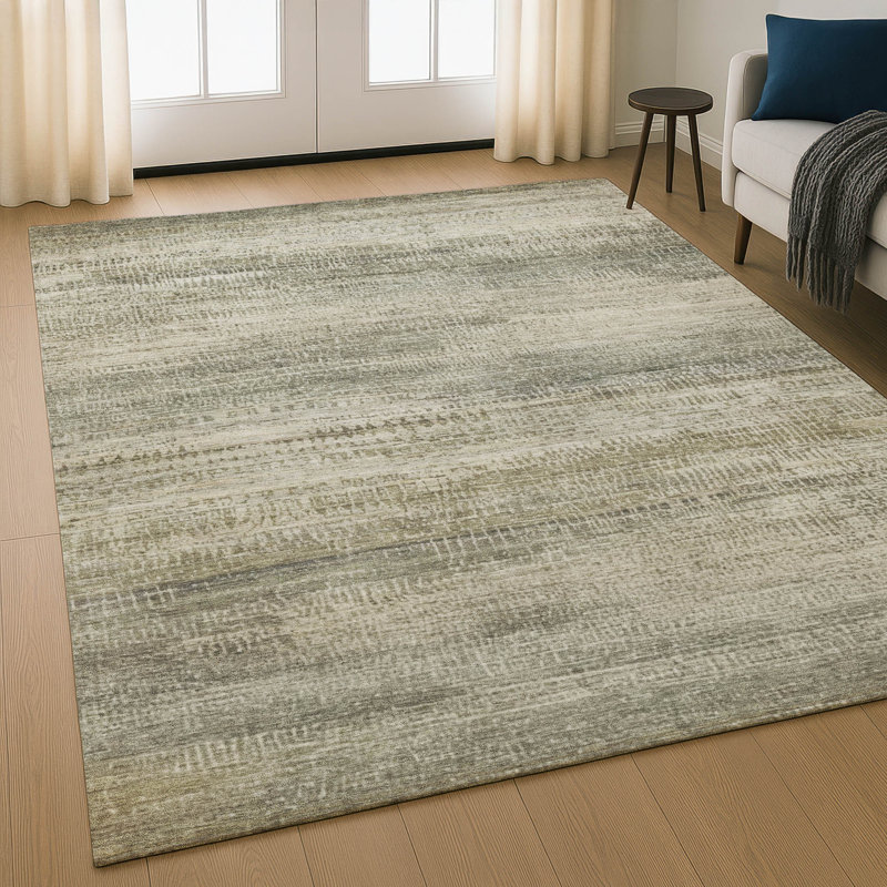 Tapis abstrait lavable à la machine de qualité supérieure Mayfield AMF2089, Taupe, 10 pi x 14 pi