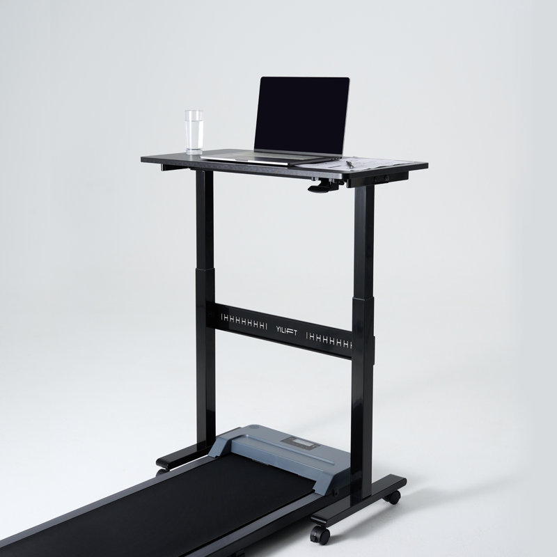 Non-Electric Auto-Lifting Standing Desk, No Knobs Or Crank, Rolling And Mobile, Black
