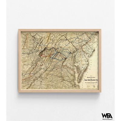 Coal And Iron Railway Co And The Coal And Iron Ore Lands Along Its Line 1882, Railroad Company Poster, Antique US Map Entryway Decor