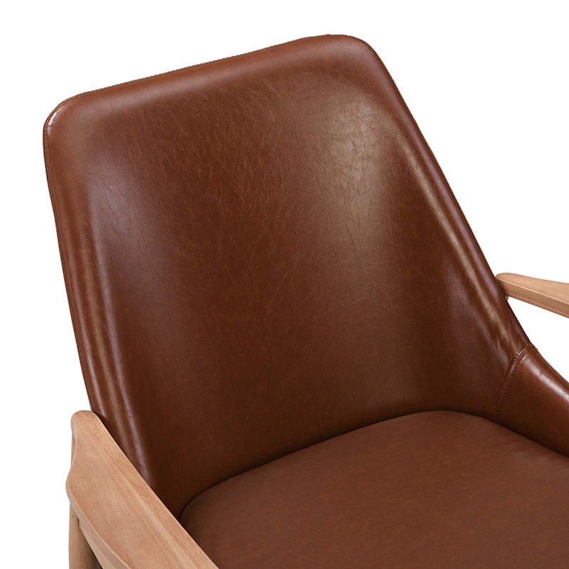 Ensemble de 2 chaises d'appoint en cuir Pu, fauteuil Mid-Century moderne avec structure en bois massif