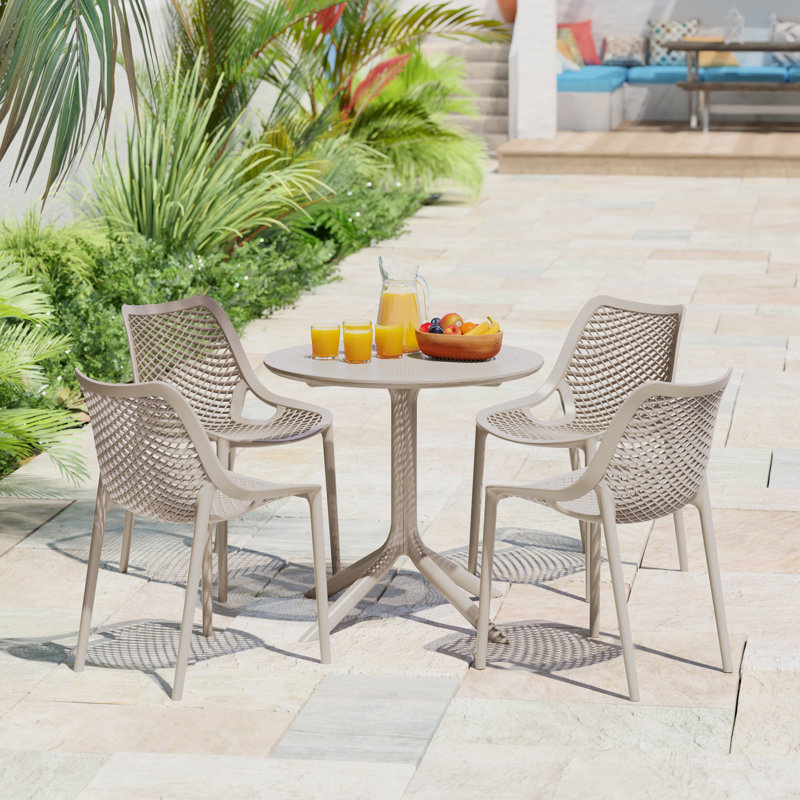 Ensemble repas extérieur pour 4 personnes, Beige