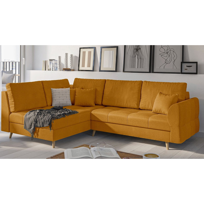 Scandinavian Corner Sofa, Left Hand Facing, Yellow