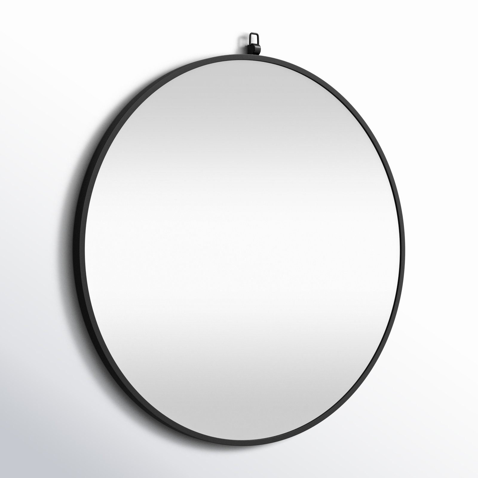 Cassie Metal/Manufactured Wood Round Wall Mirror, Black, 48" x 48" 