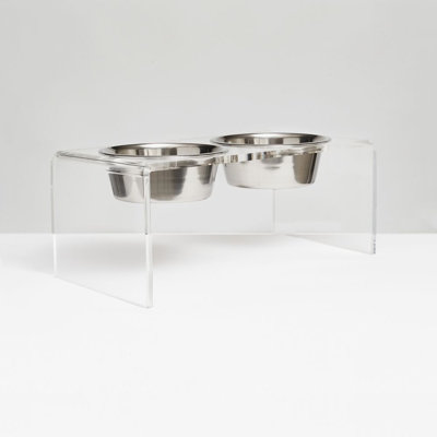 Medium Clear Elevated Feeder with bowls