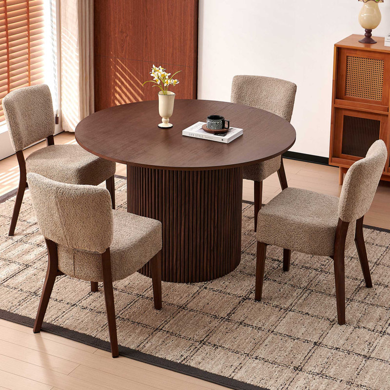 Aarush 5 - Piece Dining Set, Walnut Brown/Brown