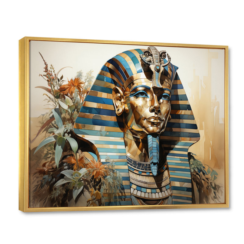 Égypte, regard de sphinx égyptien, impression sur toile, Cadre flottant doré, H 12 po x l 20 po x P 1 po