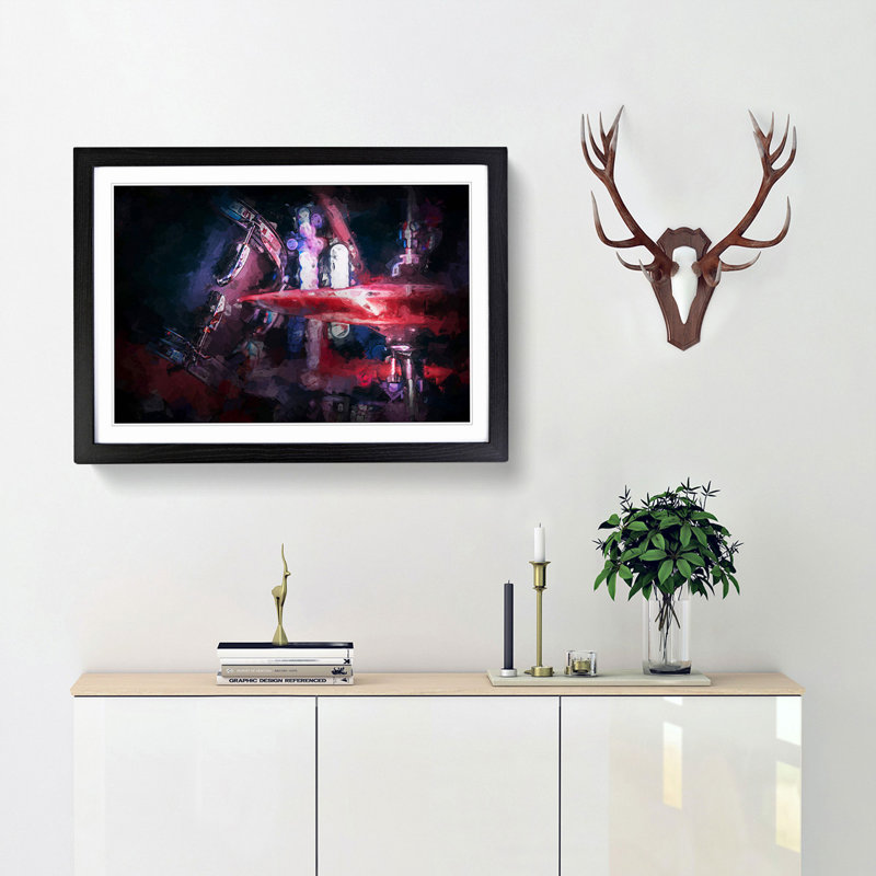 Drum Kit in Abstract - Picture Frame Graphic Art Print, Black Framed, 27cm H x 36cm W x 2cm D
