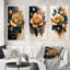 «Yellow and Blue Roses», 3 pièces sur toile-1018876258-1018876257