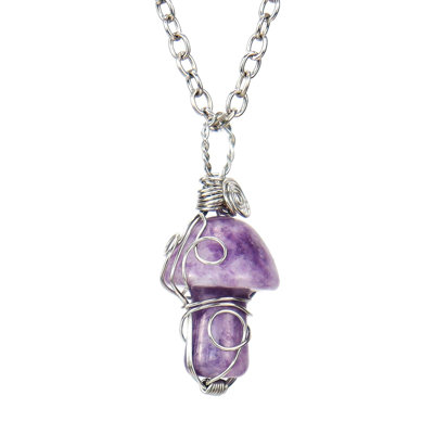 Vintage Silk Pendant Necklace Natural Crystal Pendant